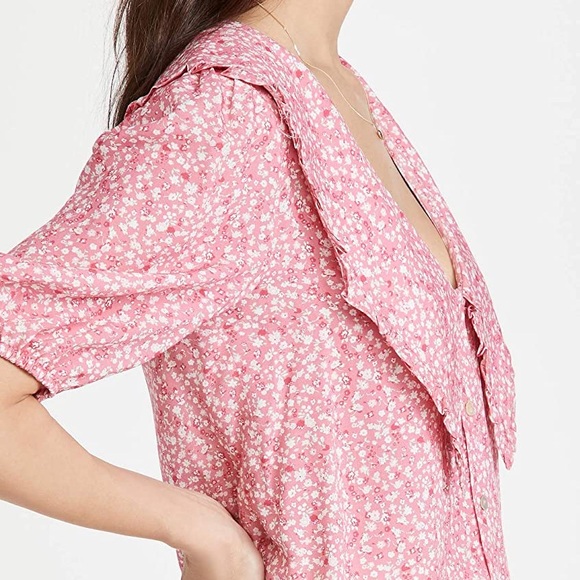 Wayf Amie Blouse Floral Oversize Collar Top - Picture 5 of 5